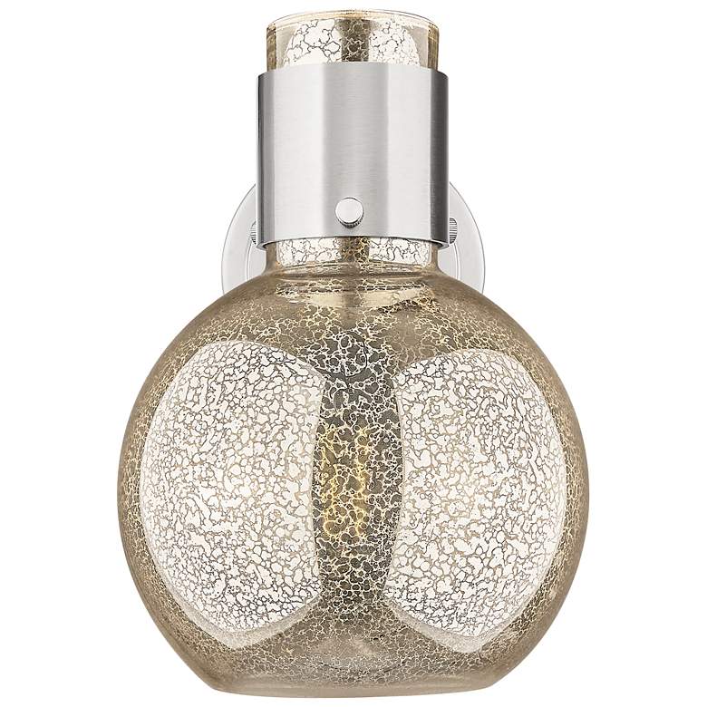 Image 4 Downtown Lawton Sphere 9 "H Satin Nickel Wall Sconce w/ Mercury Shade more views