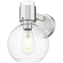 Downtown Lawton Sphere 9 "H Satin Nickel Wall Sconce w/ Seedy Shade