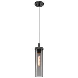 Downtown Lincoln 5"W Cord Matte Black Pendant w/ Light Smoke Shade