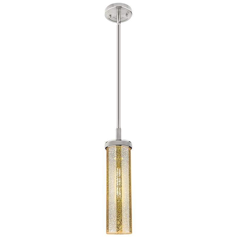 Image 1 Downtown Lincoln 5"W Stem Satin Nickel Pendant w/ Mercury Shade