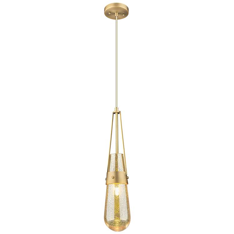 Image 1 Downtown Milan 4"W Cord Brushed Brass Pendant w/ Mercury Shade