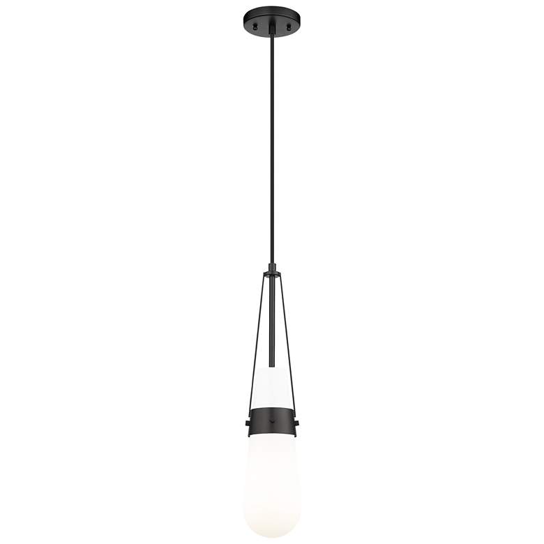 Image 1 Downtown Milan 4"W Cord Matte Black Pendant w/ Glossy White Shade
