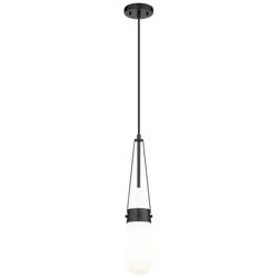 Downtown Milan 4"W Cord Matte Black Pendant w/ Glossy White Shade