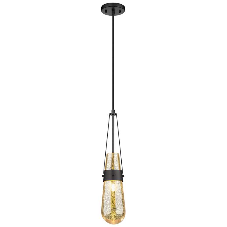 Image 1 Downtown Milan 4"W Cord Matte Black Pendant w/ Mercury Shade