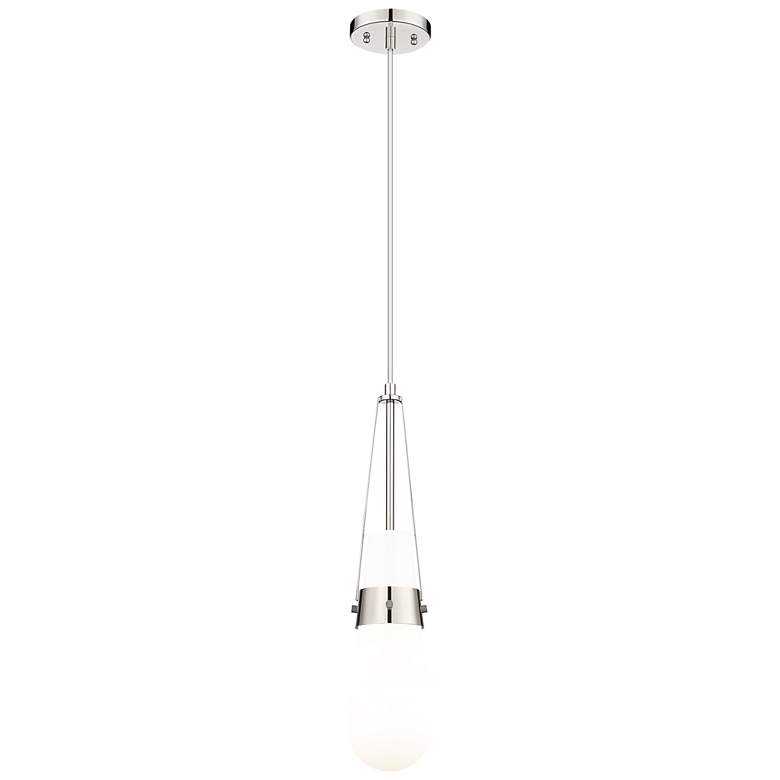 Image 1 Downtown Milan 4"W Cord Polished Nickel Pendant w/ Glossy White Shade