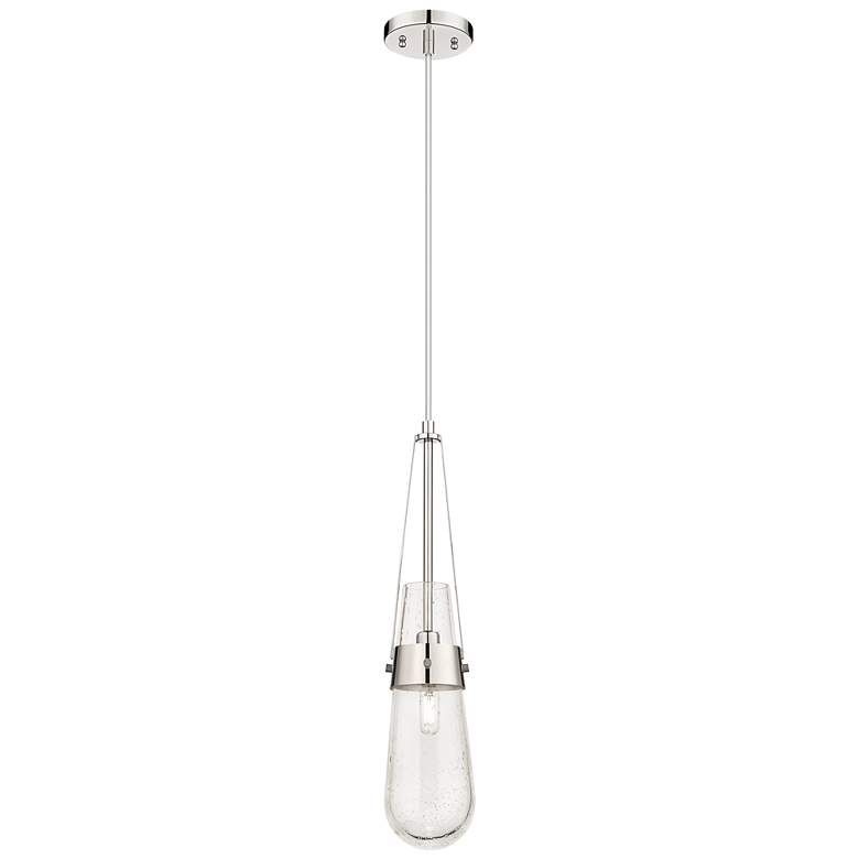 Image 1 Downtown Milan 4"W Cord Polished Nickel Pendant w/ Seedy Shade