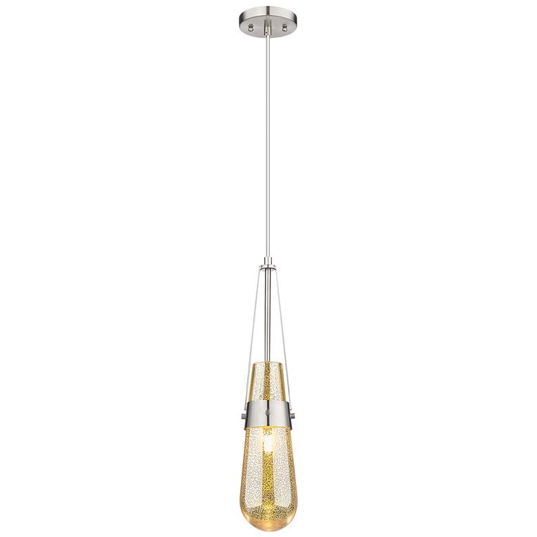 Image 1 Downtown Milan 4"W Cord Satin Nickel Pendant w/ Mercury Shade