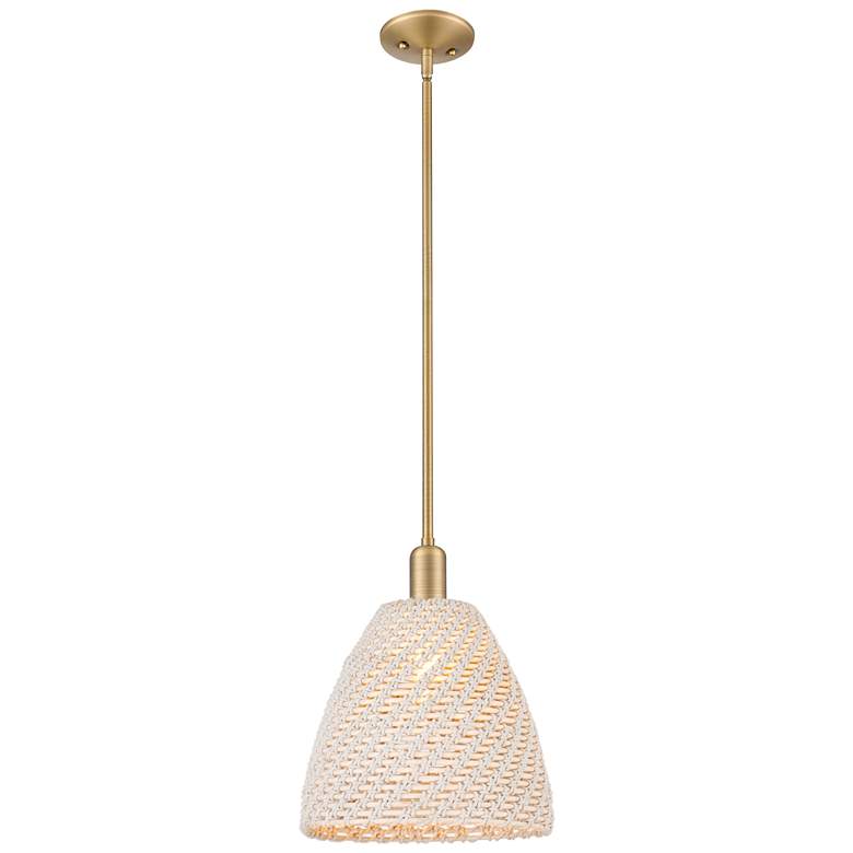 Image 1 Downtown Natural Ballston Dome 12"W Brass Pendant w/ Natural Shade