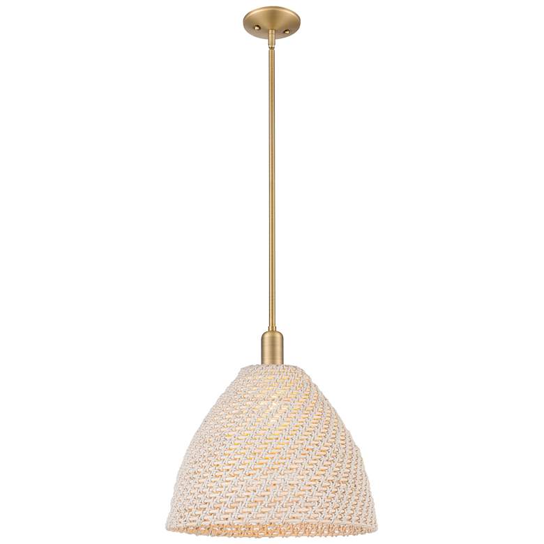 Image 1 Downtown Natural Ballston Dome 16"W Brass Pendant w/ Natural Shade