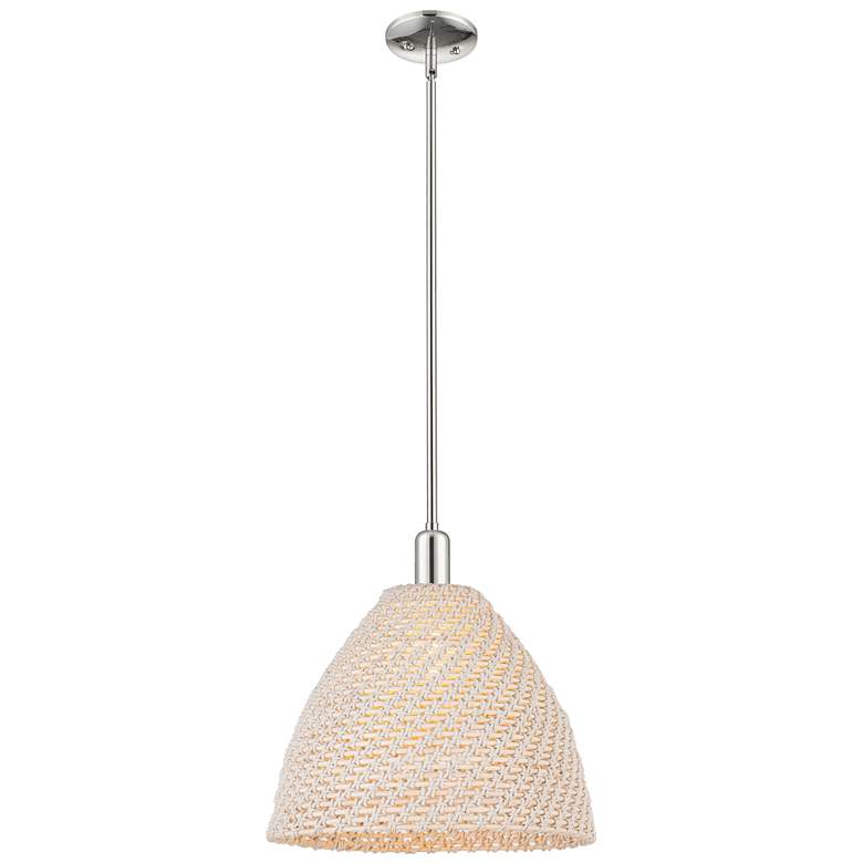 Image 1 Downtown Natural Ballston Dome 16"W Nickel Pendant w/ Natural Shade
