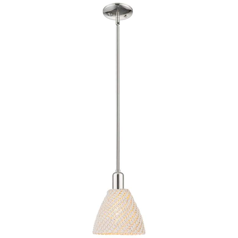 Image 1 Downtown Natural Ballston Dome 8"W Nickel Pendant w/ Natural Shade