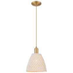 Downtown Natural Ballston Dome 9"W Cord Brass Pendant w/ Natural Shade