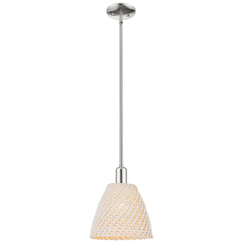 Image 1 Downtown Natural Ballston Dome 9"W Nickel Pendant w/ Natural Shade