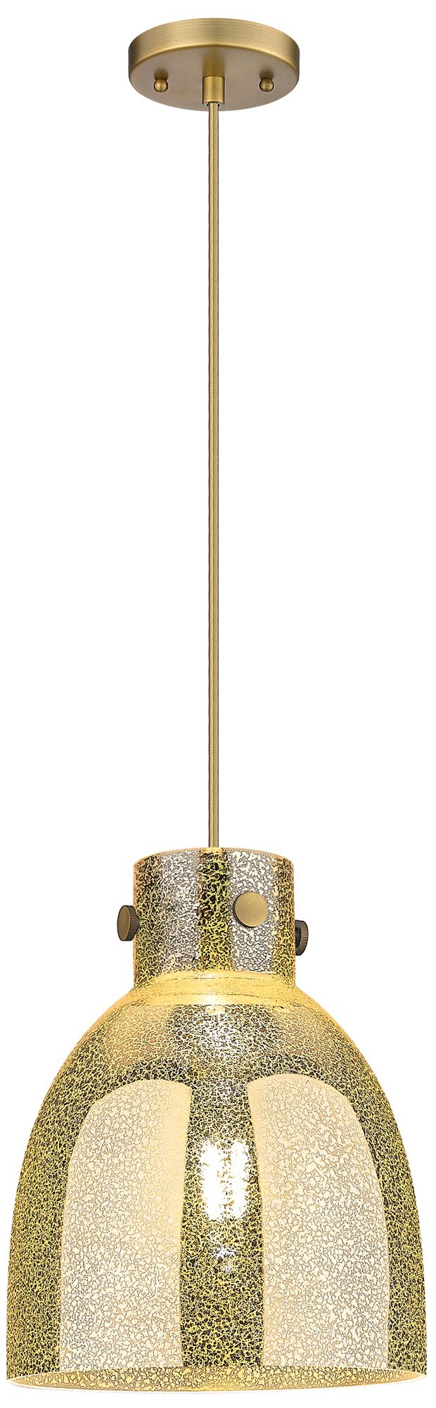Downtown Newton Bell 10"W Cord Brushed Brass Pendant w/ Mercury Shade