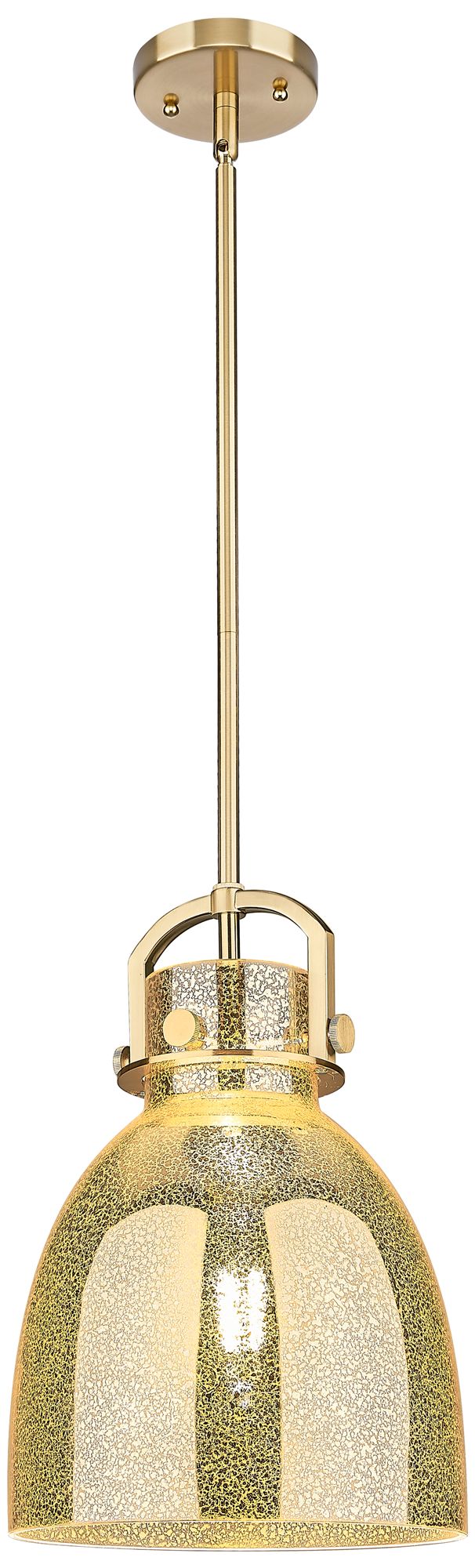 Downtown Newton Bell 10"W Stem Bronze Arched Pendant w/ Mercury Shade
