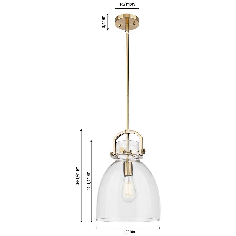 Image 2 Downtown Newton Bell 10"W Bronze Arch Pendant w/ Light Smoke Shade more views