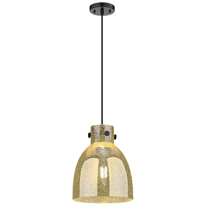Image 2 Downtown Newton Bell 10"W Cord Matte Black Pendant w/ Mercury Shade