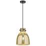 2_Downtown Newton Bell 10"W Cord Matte Black Pendant w/ Mercury Shade