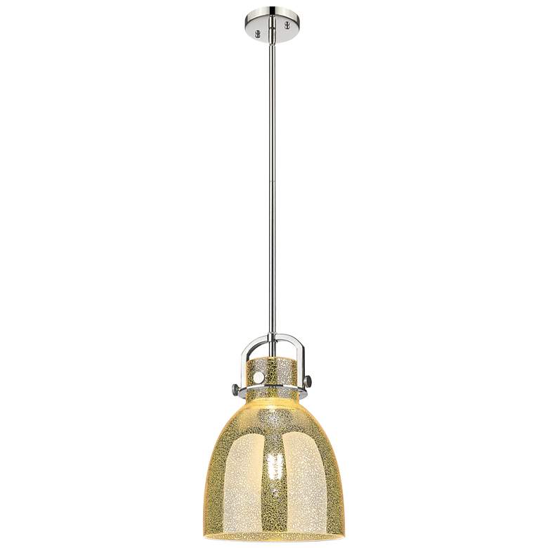 Image 1 Downtown Newton Bell 10"W Nickel Arch Pendant w/ Mercury Shade