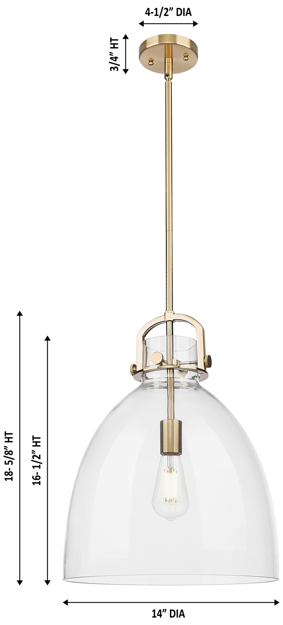 Image 4 Downtown Newton Bell 14"W Stem Bronze Arched Pendant w/ Clear Shade more views