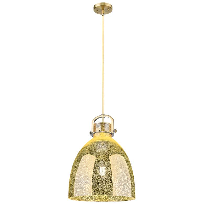 Image 1 Downtown Newton Bell 14"W Brushed Brass Arch Pendant w/ Mercury Shade