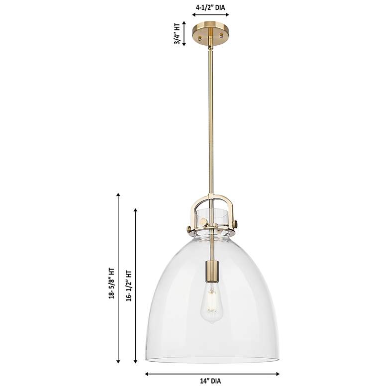 Image 4 Downtown Newton Bell 14"W Brushed Brass Arch Pendant w/ Mercury Shade more views