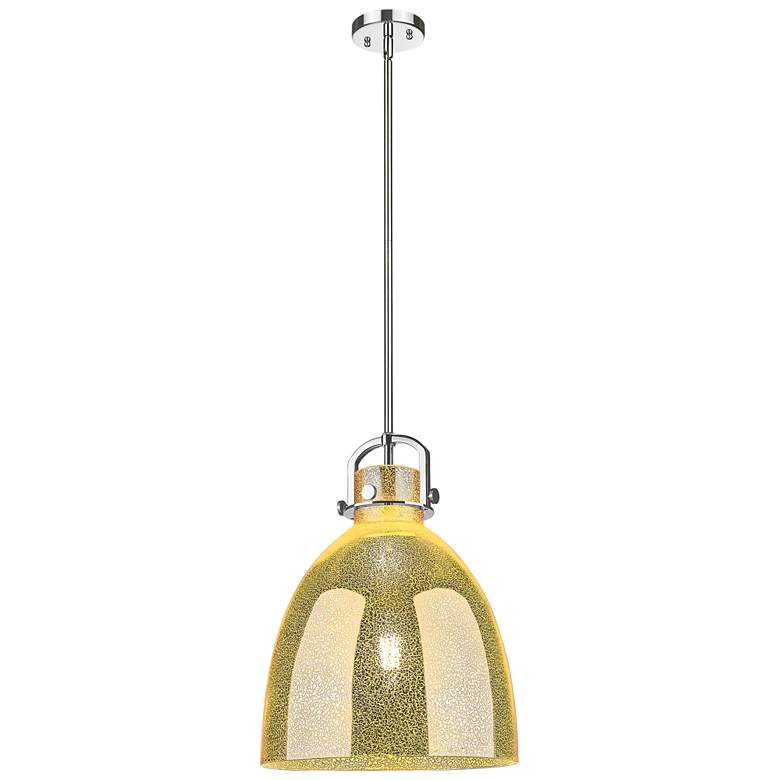 Image 1 Downtown Newton Bell 14"W Nickel Arch Pendant w/ Mercury Shade