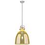 1_Downtown Newton Bell 14"W Satin Nickel Arch Pendant w/ Mercury Shade