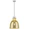 Downtown Newton Bell 14"W Satin Nickel Arch Pendant w/ Mercury Shade