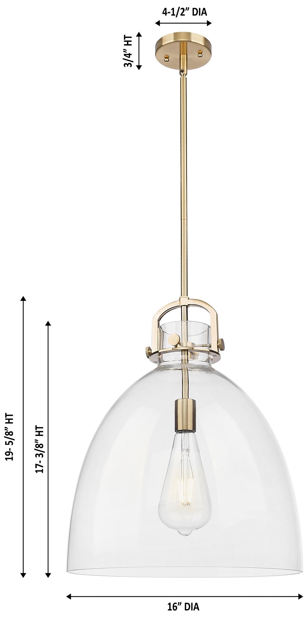 Image 4 Downtown Newton Bell 16"W Brushed Brass Arch Pendant w/ Mercury Shade more views