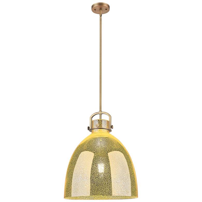 Image 1 Downtown Newton Bell 16"W Brushed Brass Arch Pendant w/ Mercury Shade
