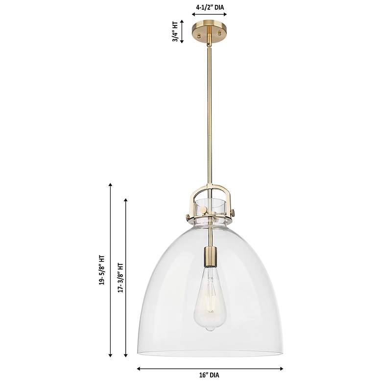 Image 4 Downtown Newton Bell 16"W Brushed Brass Arch Pendant w/ Mercury Shade more views