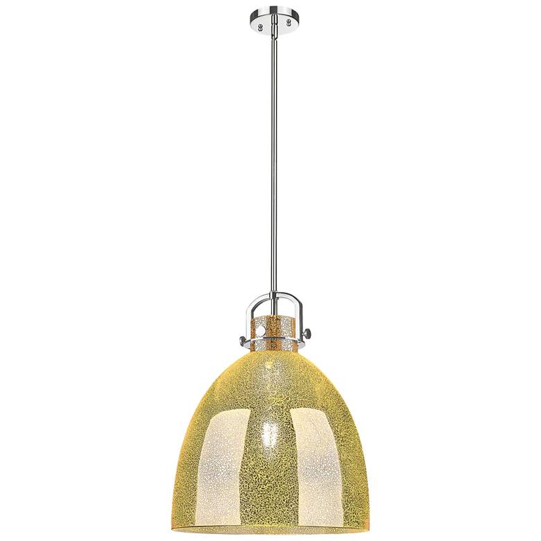 Image 1 Downtown Newton Bell 16"W Nickel Arch Pendant w/ Mercury Shade