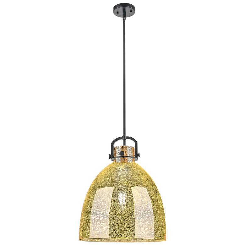 Image 1 Downtown Newton Bell 16"W Stem Black Arched Pendant w/ Mercury Shade