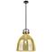 Downtown Newton Bell 16"W Stem Black Arched Pendant w/ Mercury Shade