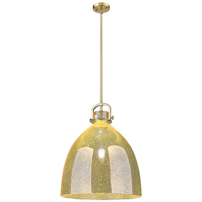 Image 1 Downtown Newton Bell 18"W Brushed Brass Arch Pendant w/ Mercury Shade