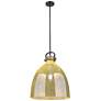 1_Downtown Newton Bell 18"W Stem Black Arched Pendant w/ Mercury Shade