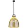 Downtown Newton Bell 18"W Stem Black Arched Pendant w/ Mercury Shade