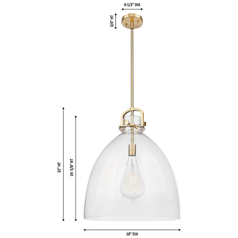 Image 4 Downtown Newton Bell 18"W Stem Black Arched Pendant w/ Mercury Shade more views