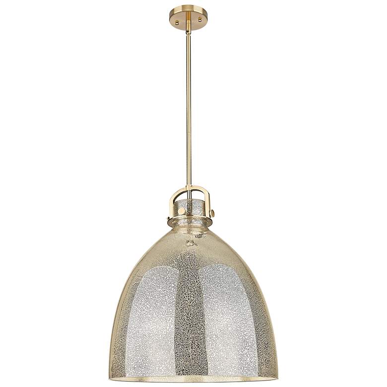 Image 2 Downtown Newton Bell 18"W Stem Bronze Arched Pendant w/ Mercury Shade more views