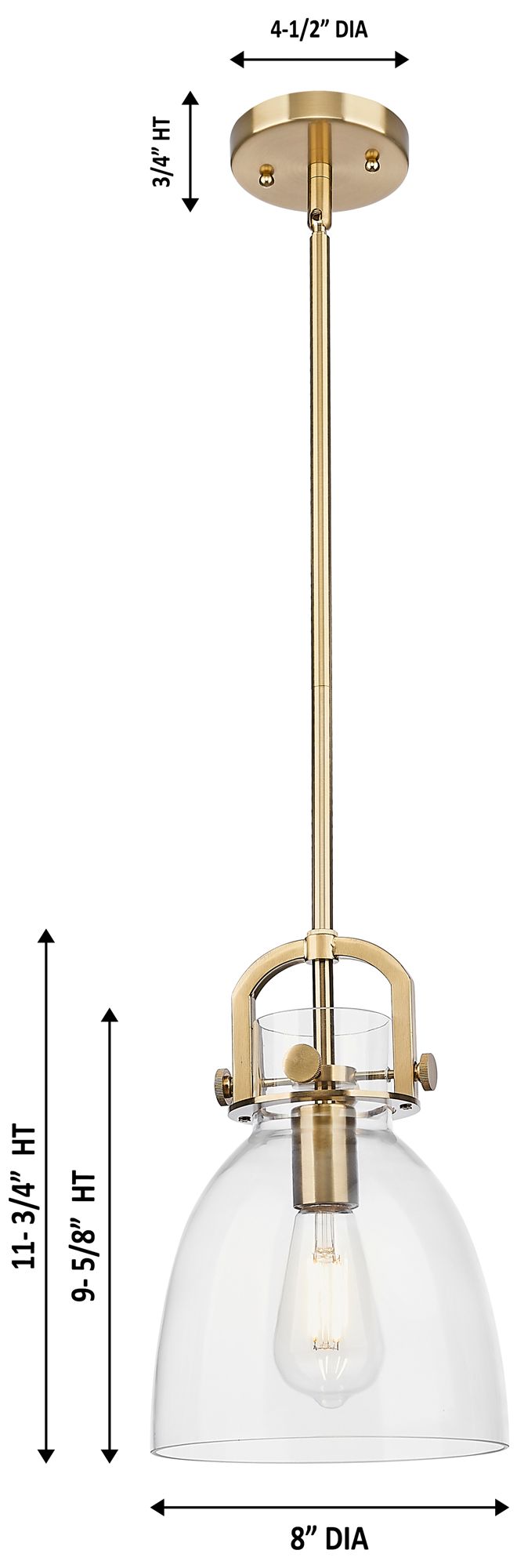 Image 2 Downtown Newton Bell 8"W Brass Arch Mini Pendant w/ Mercury Shade more views