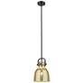 1_Downtown Newton Bell 8"W Black Arch Mini Pendant w/ Mercury Shade