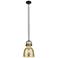 Downtown Newton Bell 8"W Black Arch Mini Pendant w/ Mercury Shade