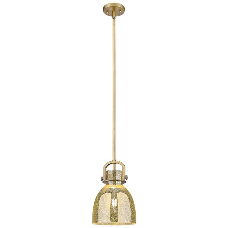 Image 1 Downtown Newton Bell 8"W Brass Arch Mini Pendant w/ Mercury Shade