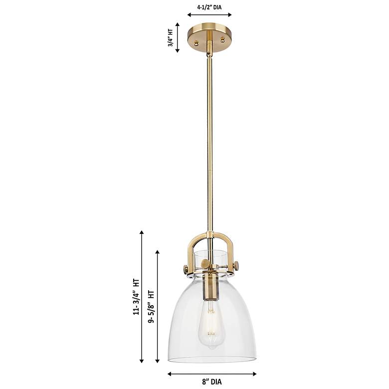 Image 2 Downtown Newton Bell 8"W Bronze Arch Frame Mini Pendant w/ Clear Shade more views