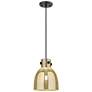 1_Downtown Newton Bell 8"W Cord Matte Black Pendant w/ Mercury Shade