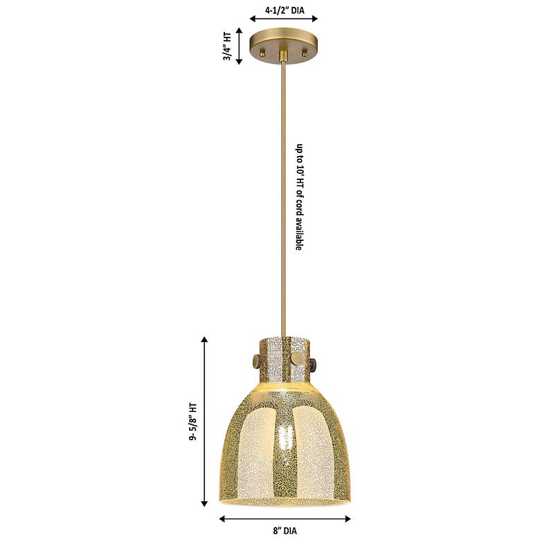 Image 4 Downtown Newton Bell 8"W Cord Matte Black Pendant w/ Mercury Shade more views