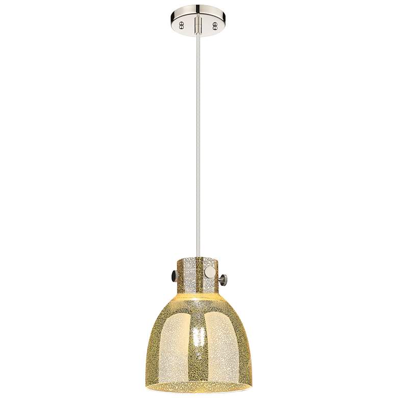 Image 1 Downtown Newton Bell 8"W Cord Nickel Pendant w/ Mercury Shade
