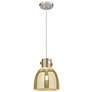 1_Downtown Newton Bell 8"W Cord Satin Nickel Pendant w/ Mercury Shade
