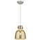 Downtown Newton Bell 8"W Cord Satin Nickel Pendant w/ Mercury Shade